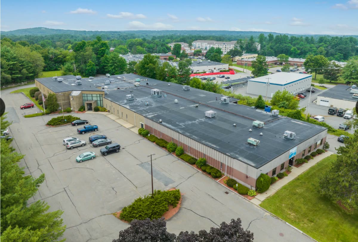 Aerial view of the Assembly & Automation Technology building at 7 Stuart Rd, Chelmsford, Massachusetts