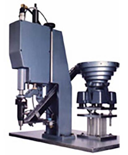 Model S-250 automatic screwdriver with descending jaws and driver bit with vibratory feeder bowl